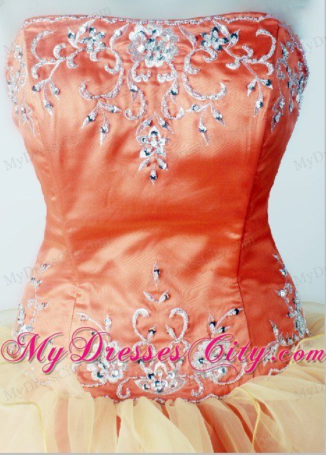 Embroidery Combined Beading Orange Little Girl Pageant Dress