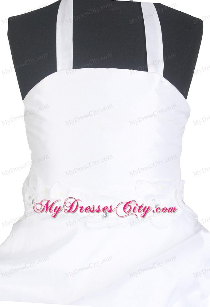 Flowers With Beading Halter Ball Gown Little Gril Pageant Dress 