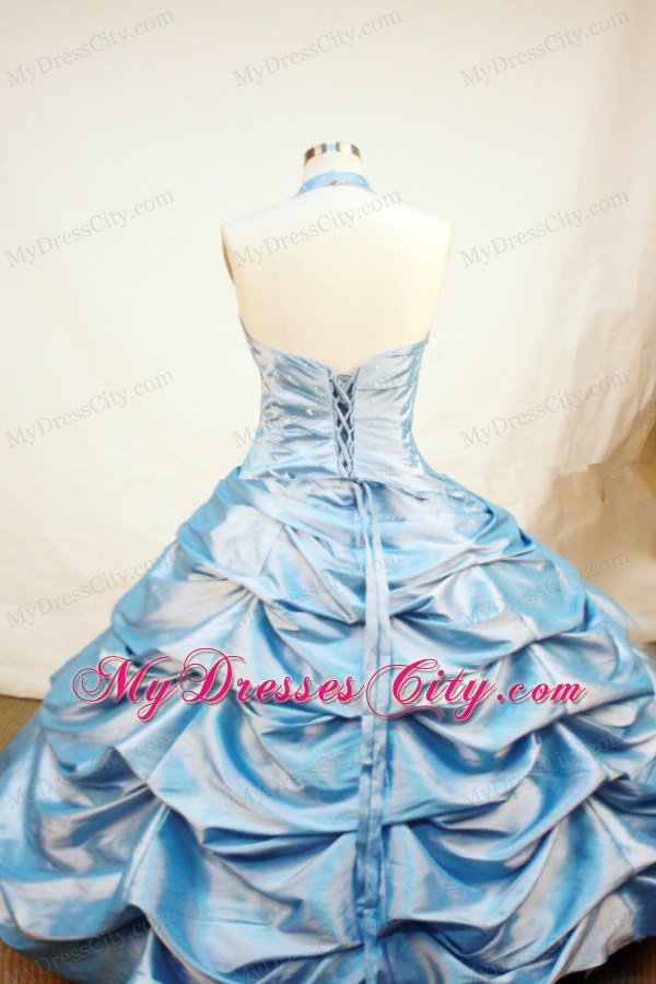 Blue Hatler Little Girl Pageant Dresses With Pick-ups and Beading