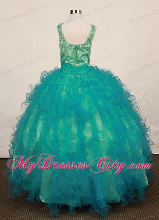 Green Ruffles Little Girl Pageant Dress Square In 2013 with Beading