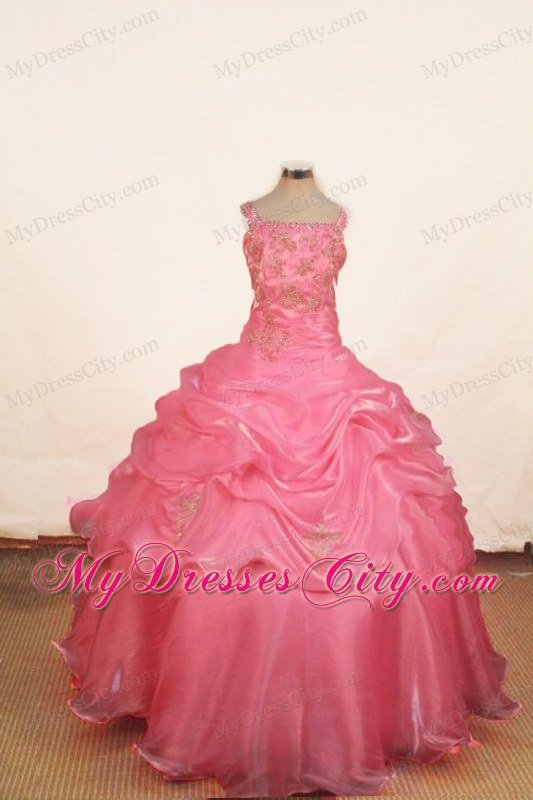Off the Shoulder Appliques Pink Little Girl Pageant Dresses With Beading