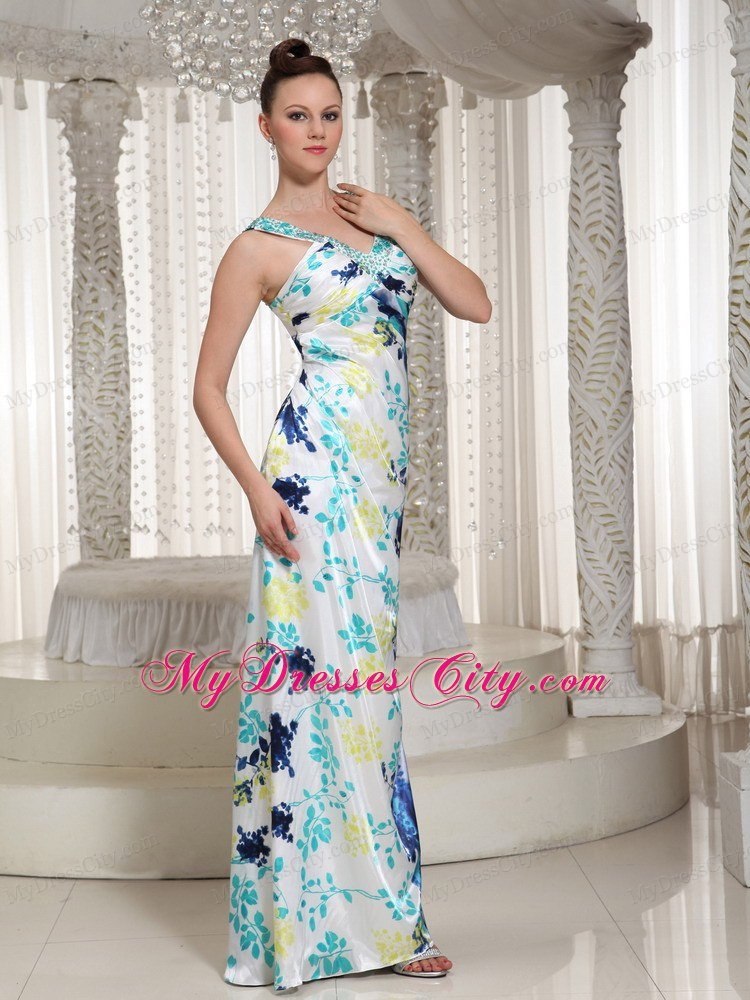 Slinky Beaded V-neck Mutil-color Evening Maxi Dresses
