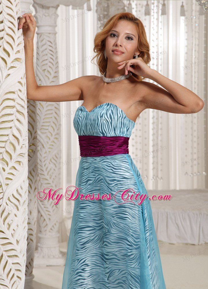 Discount Sweetheart Zebra Maxi Dress with Fuchsia Ribbon