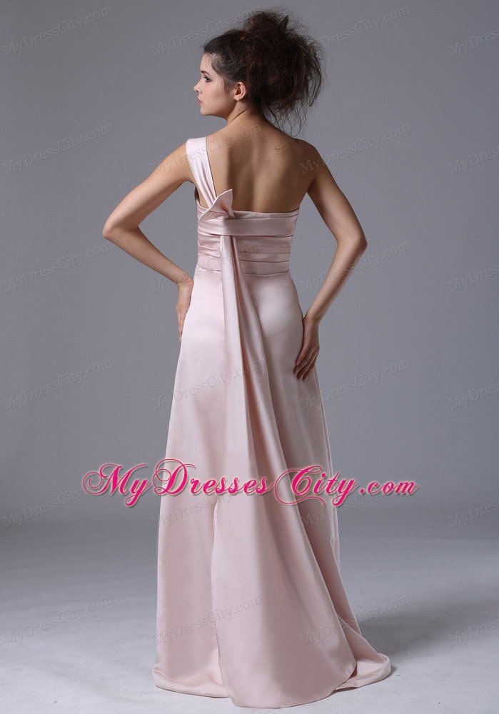 One Shoulder Ruched Column Light Pink 2013 Prom Dresses