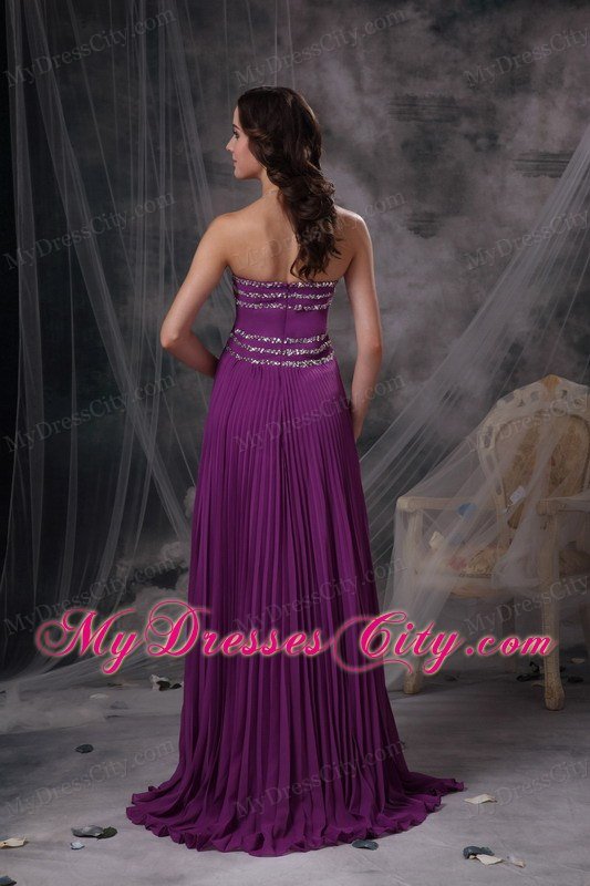Exquisite Purple Chiffon Beading and Pleats Empire Prom Dress