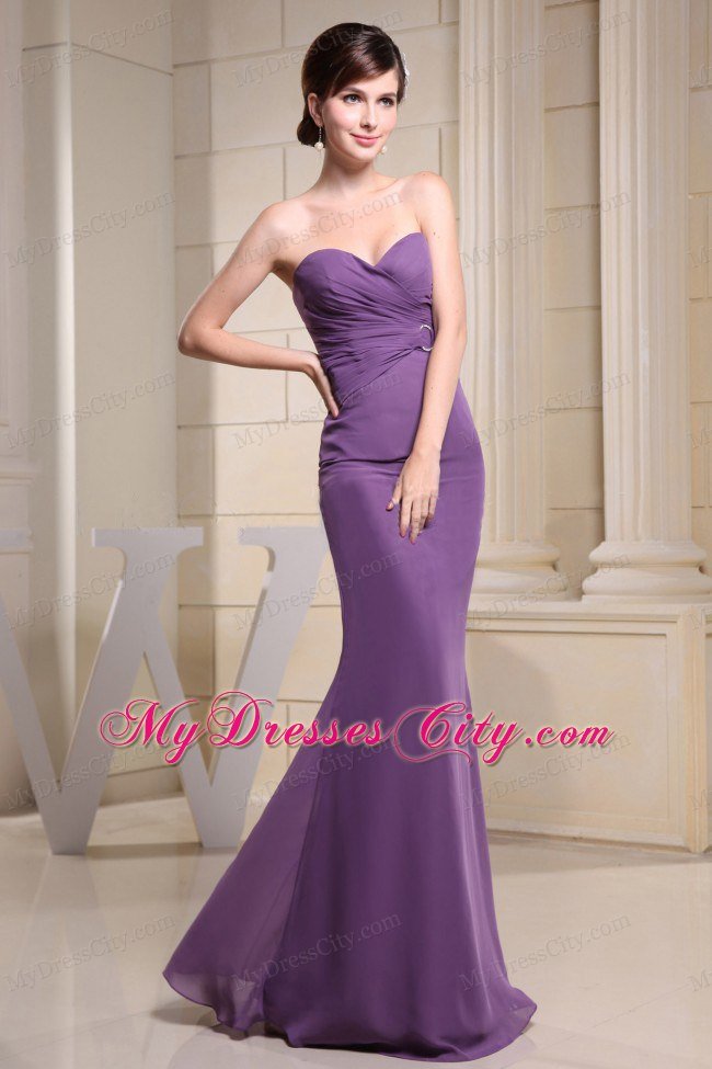 Purple Sweetheart Ruching Evening Prom Dresses with Cool Back