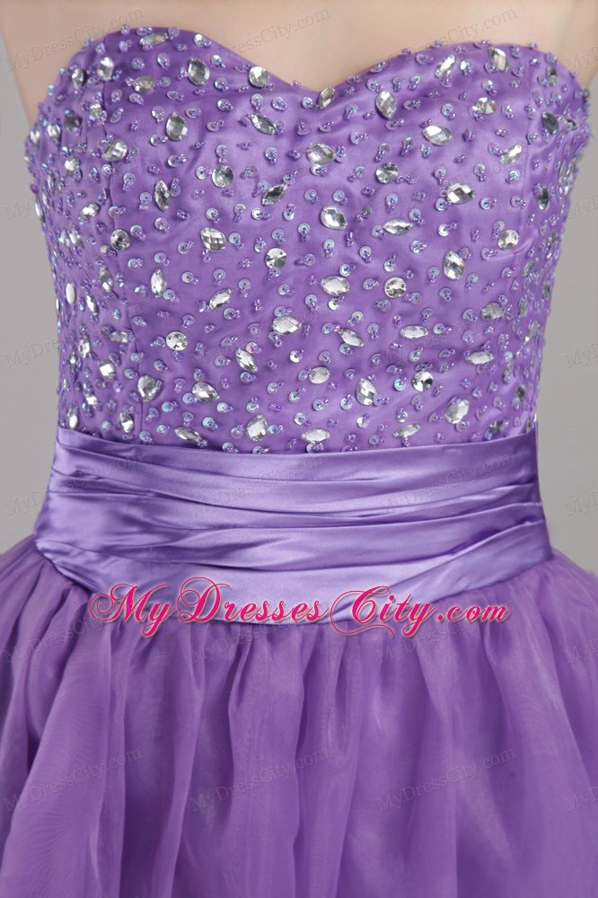 Purple Empire Sweetheart Long Prom Dress Organza Beading