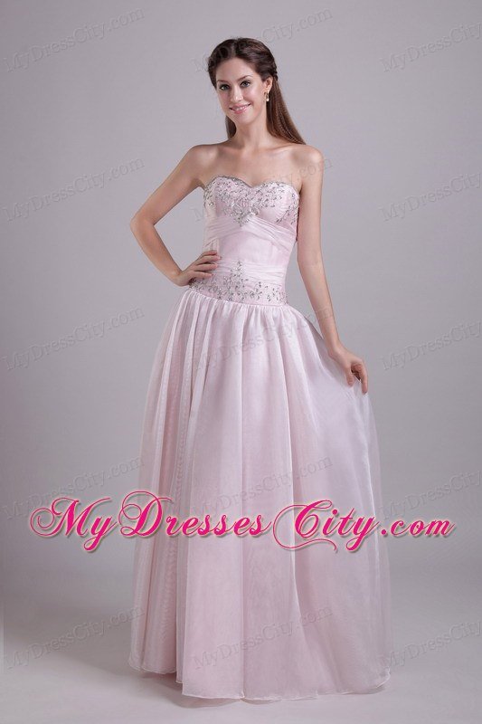 Empire Sweetheart Floor-length Beading Prom Dress in Baby Pink