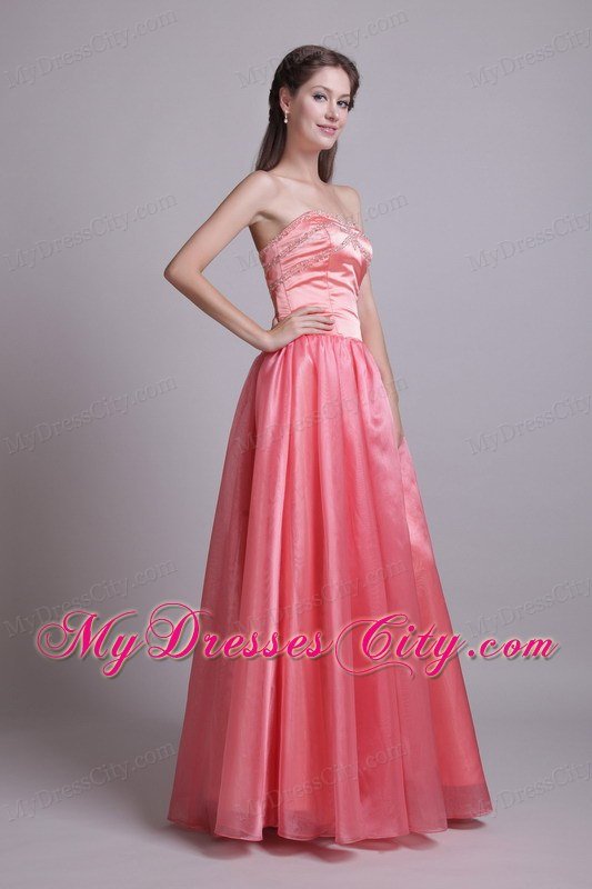 Beading Sweetheart Watermelon A-Line Floor-length Prom Dress