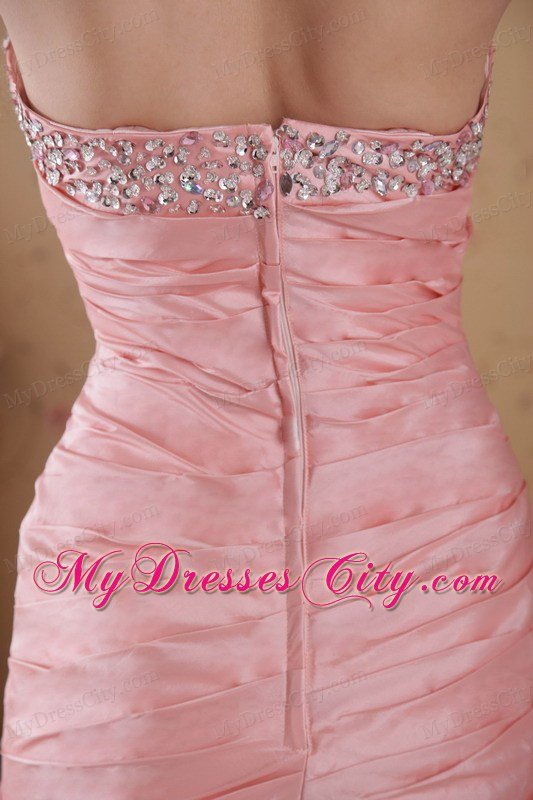 Popular Peach Column Taffeta Beaded Dress for Prom