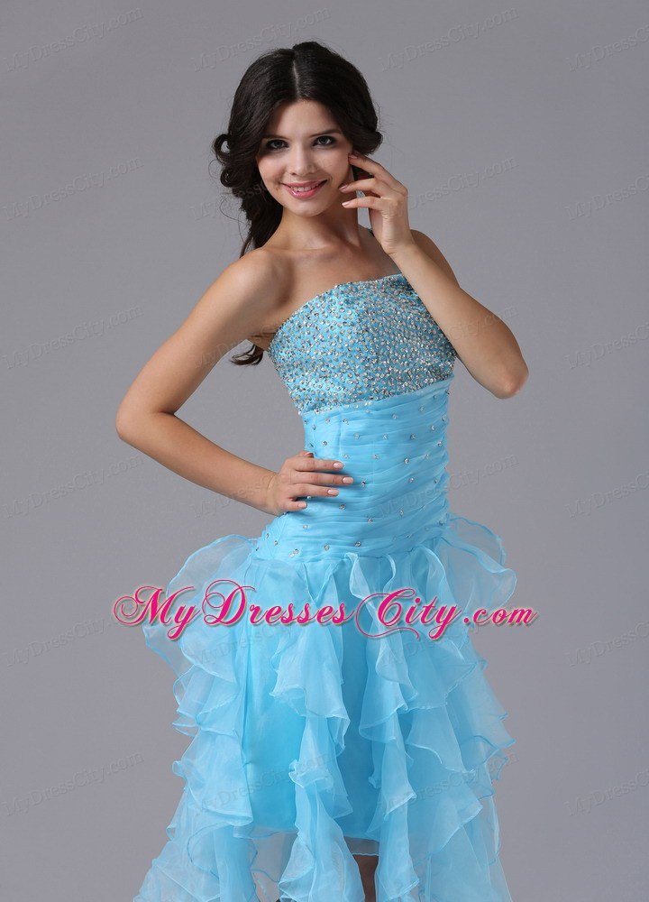 High-low Beading Decorated Bust One Shoulder Prom Dress