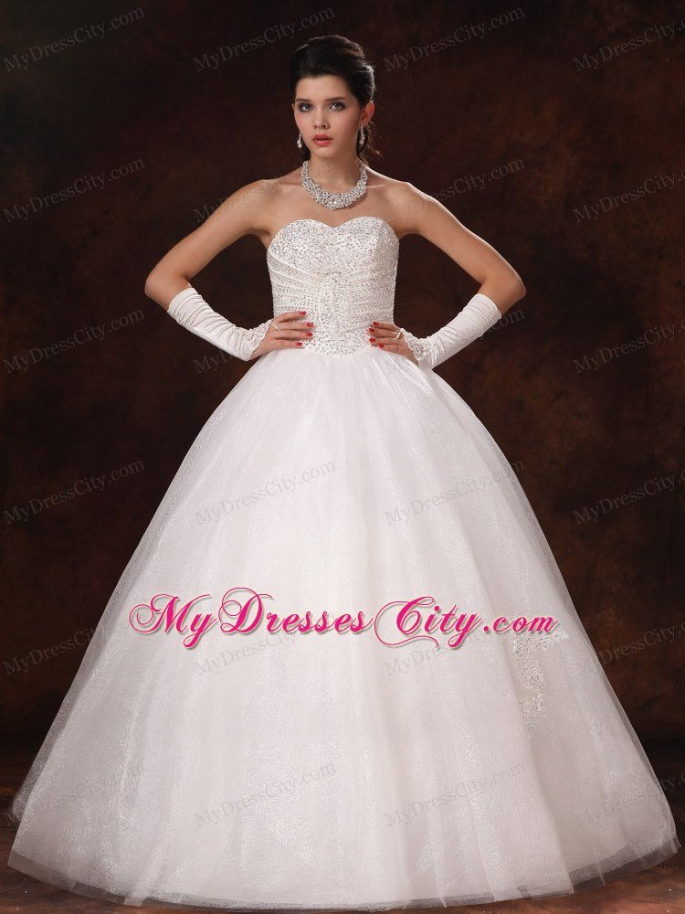 Ball Gown Sweetheart Beaded Bodice Floor-length Wedding Dress