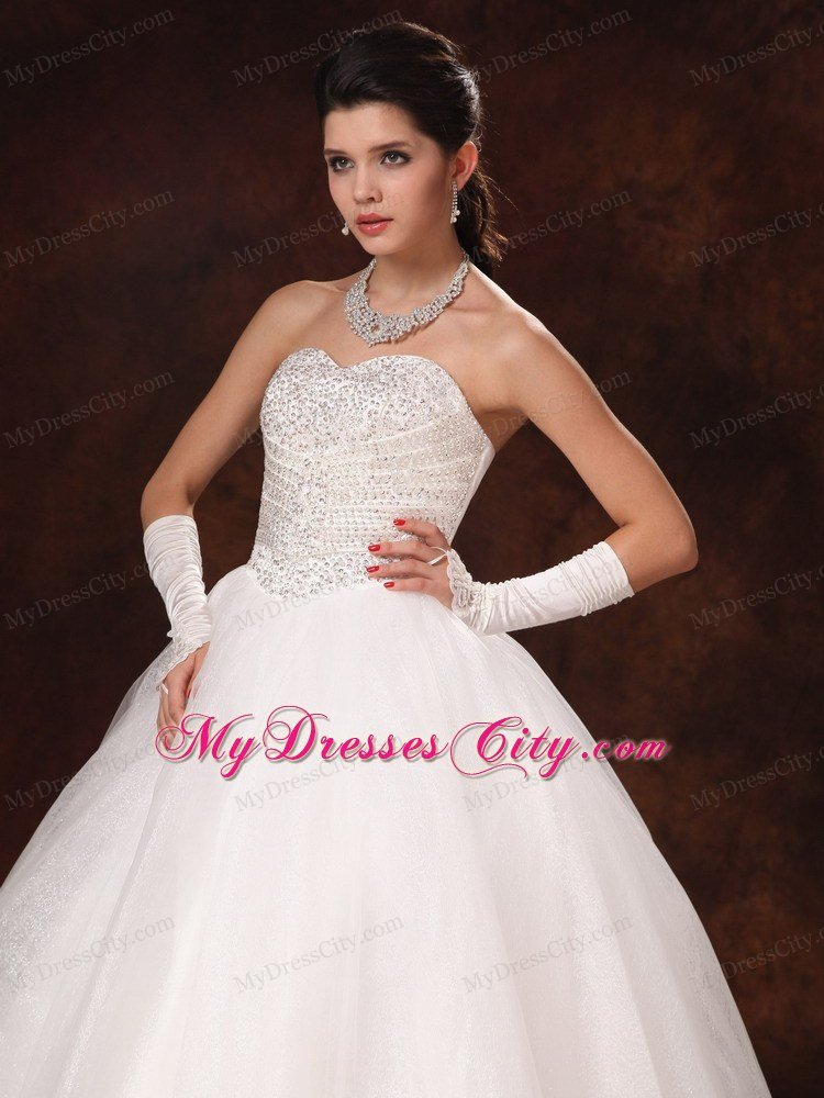 Ball Gown Sweetheart Beaded Bodice Floor-length Wedding Dress