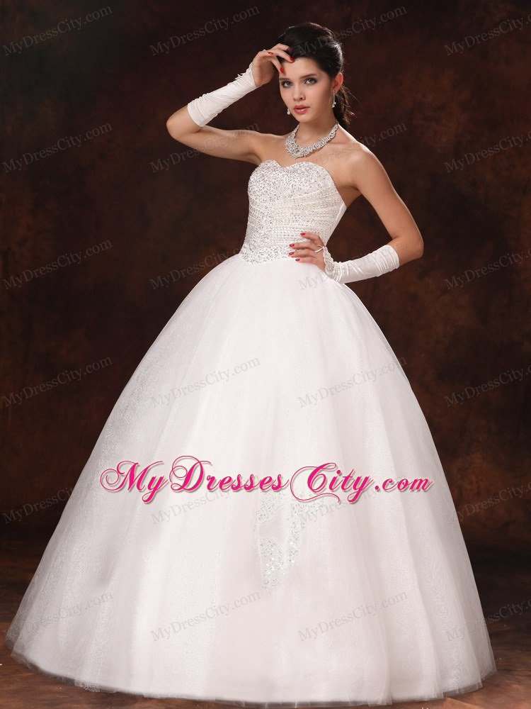 Ball Gown Sweetheart Beaded Bodice Floor-length Wedding Dress
