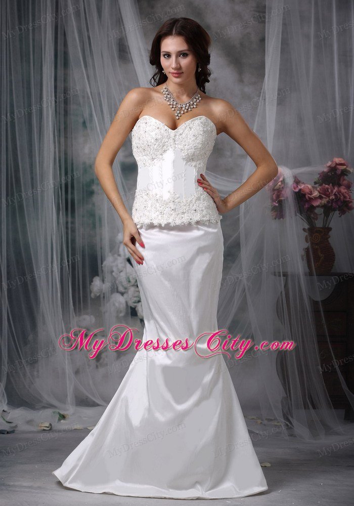Fabulous Mermaid Low Cut Sweetheart Taffeta Lace Wedding Dress
