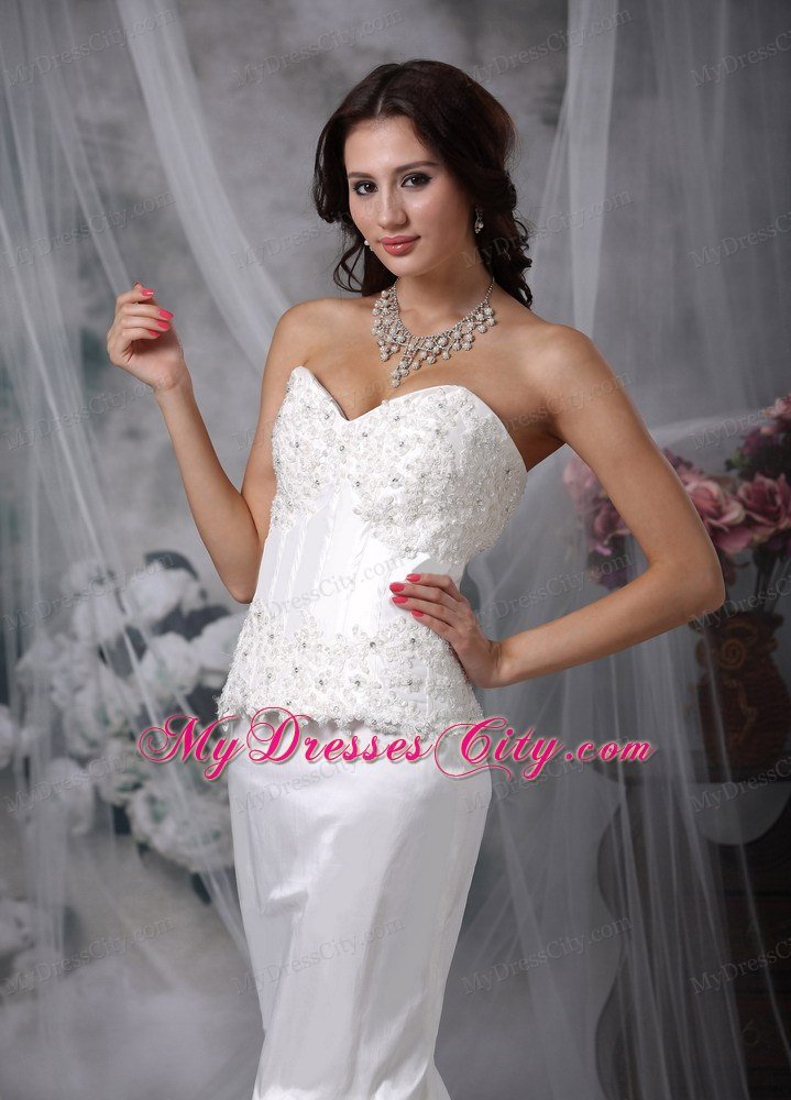 Fabulous Mermaid Low Cut Sweetheart Taffeta Lace Wedding Dress