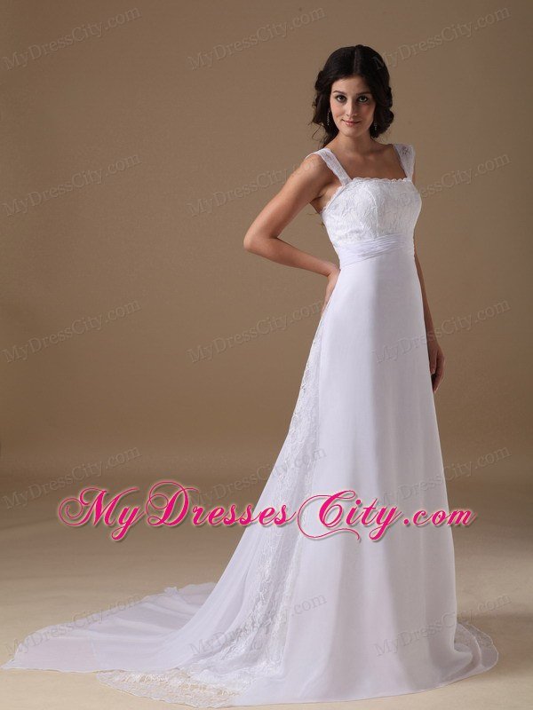 Designer A-line Square Lace Wide Sleeves Wedding Dress 2013 Hot sale
