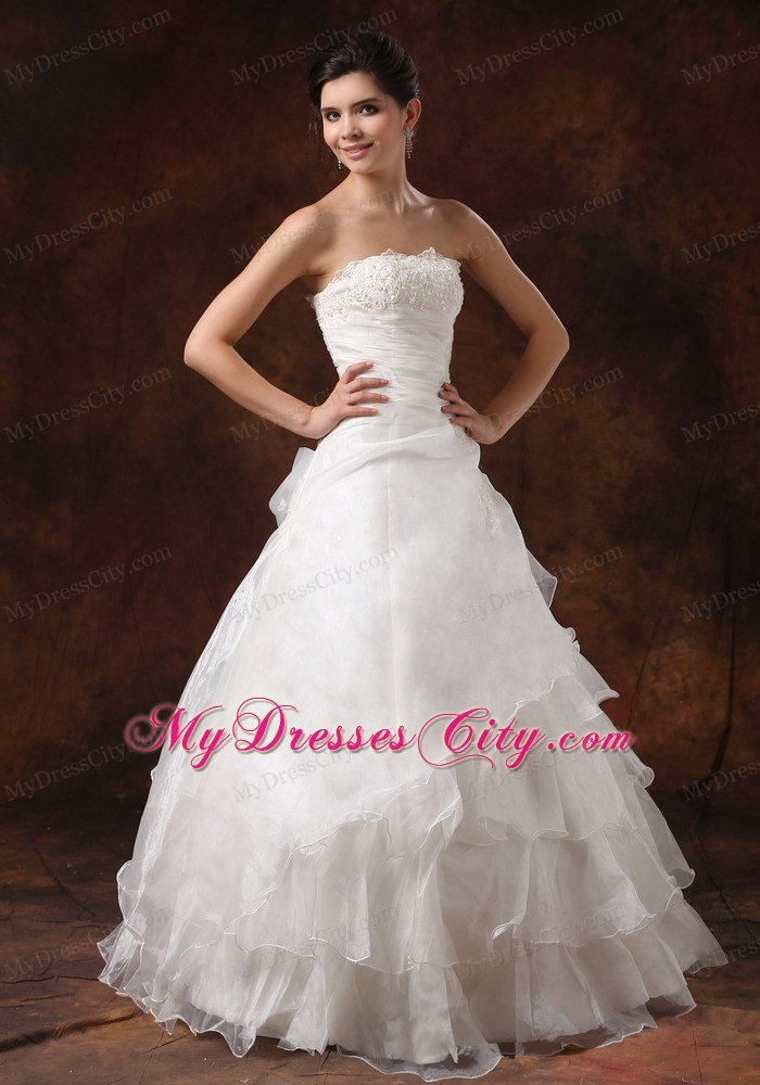 Ruffles Layered and Lace Decorated Bust Wedding Gown for 2013