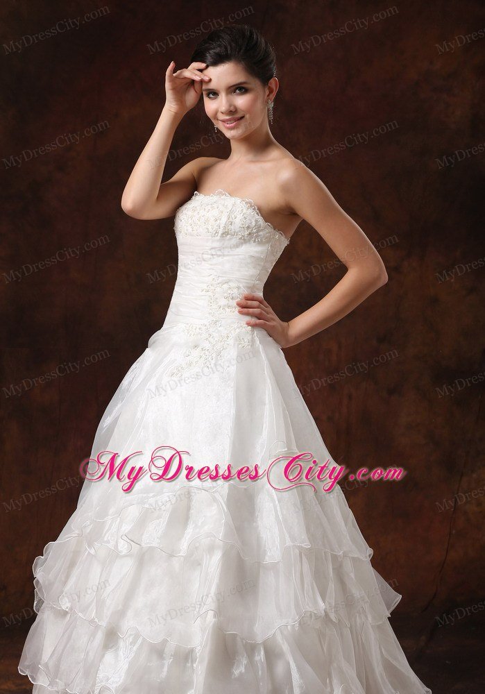 Ruffles Layered and Lace Decorated Bust Wedding Gown for 2013