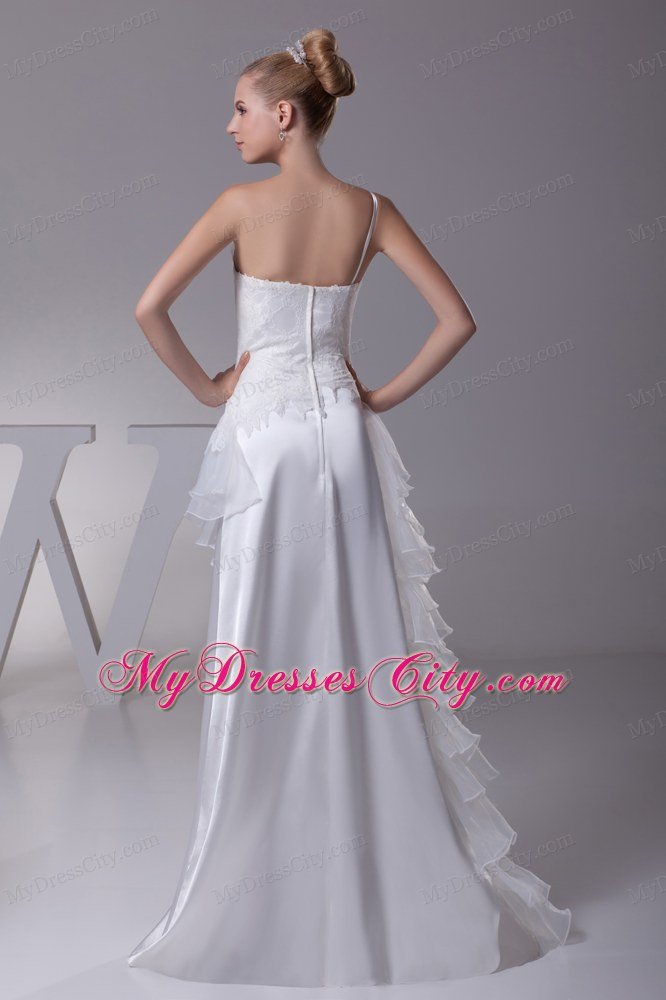 One Shoulder Column Long Wedding Gowns with Tiers