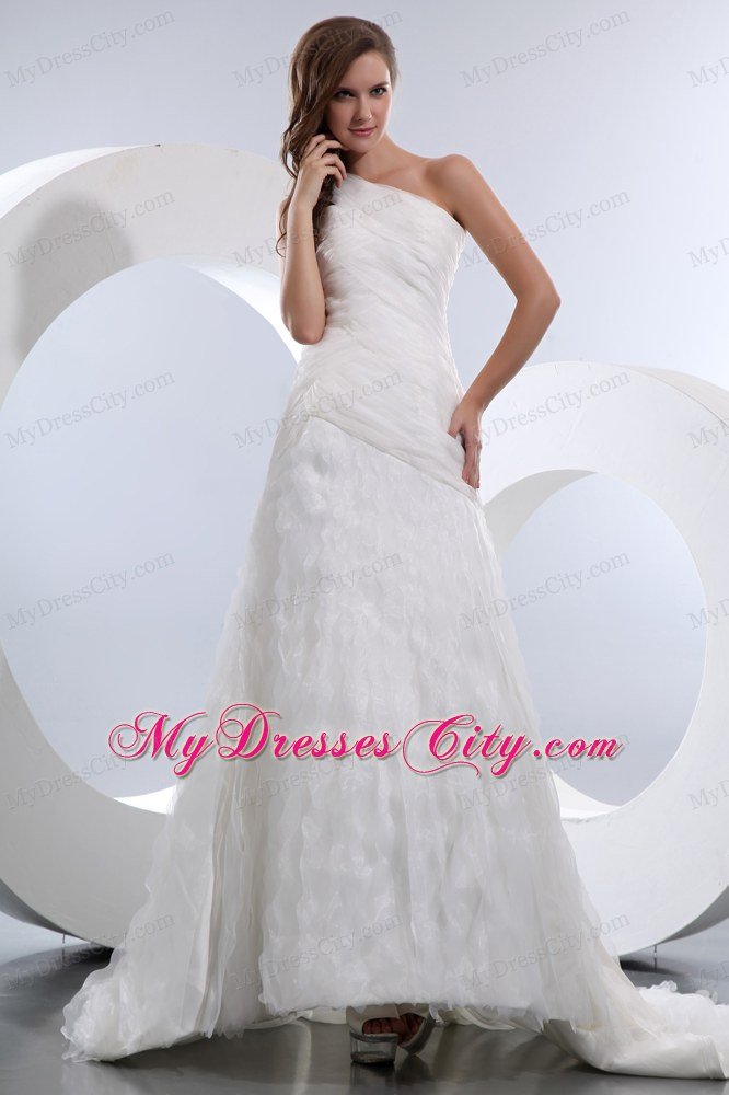 2013 Princess One Shoulder Ruching Fashionable Outdoor Wedding Dress