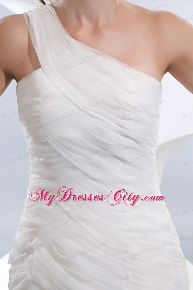 2013 Princess One Shoulder Ruching Fashionable Outdoor Wedding Dress