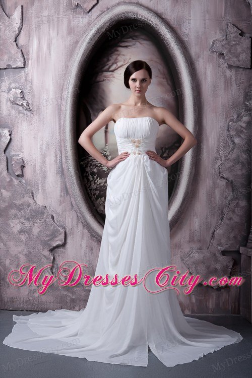 Empire Strapless Sweep Train Ruching Wedding Dress for 2013