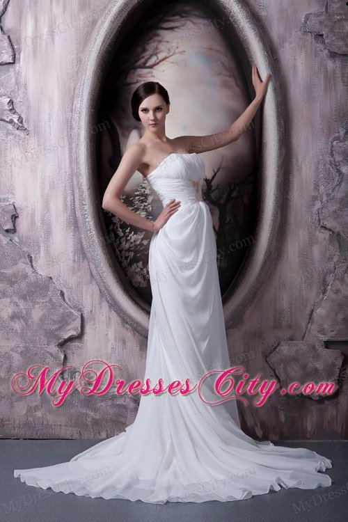 Empire Strapless Sweep Train Ruching Wedding Dress for 2013