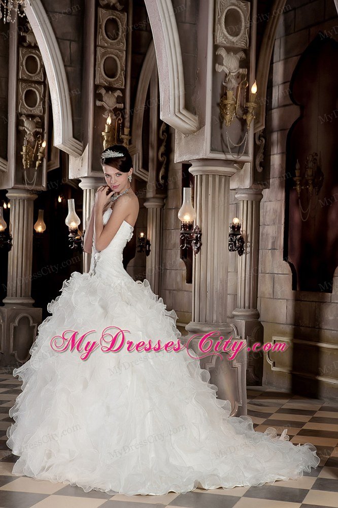 Prefect Puffy Sweetheart Beading Ruffled 2013 Garden Wedding Gowns