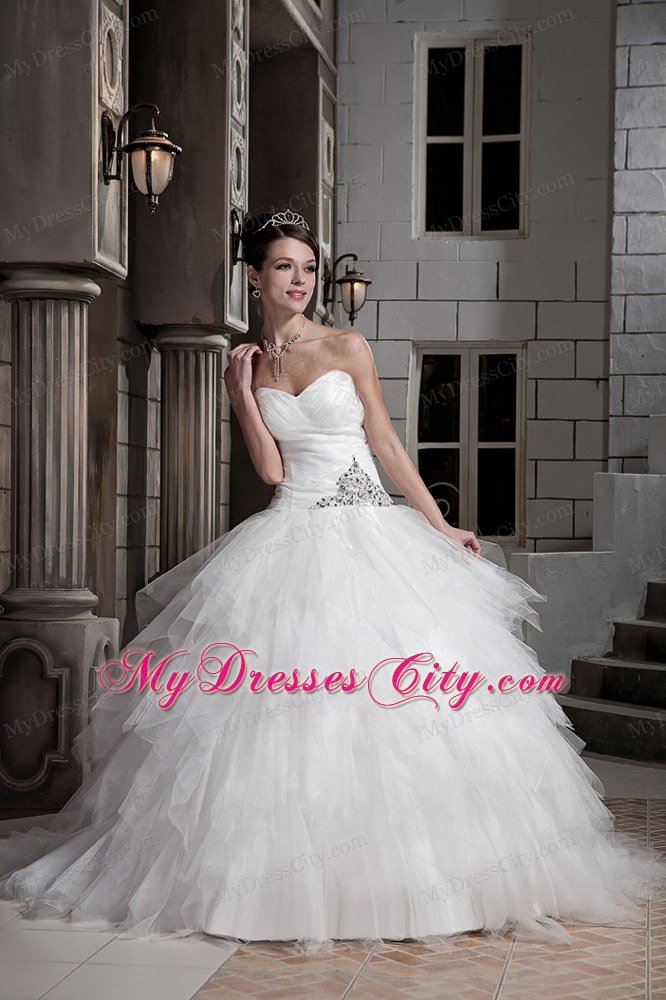 Exquisite Puffy Sweetheart Beading Ruffles 2013 Wedding Gowns