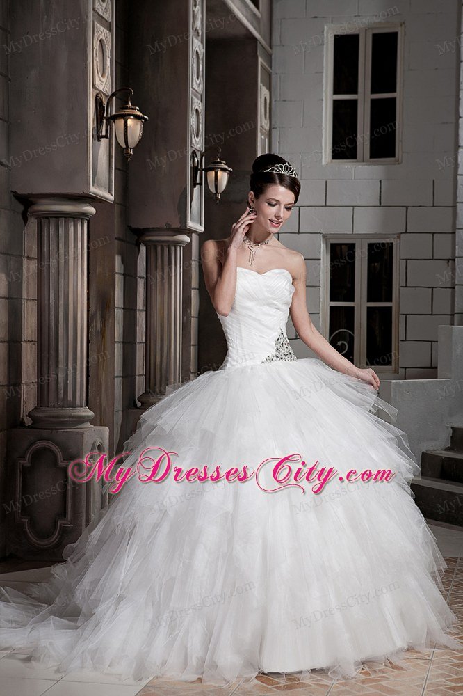 Exquisite Puffy Sweetheart Beading Ruffles 2013 Wedding Gowns