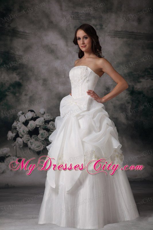 2013 Summer Discount Strapless Bow Appliques Wedding Gowns
