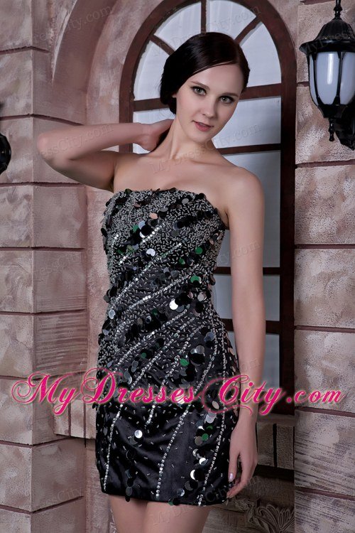 Cheap Black Column Strapless Club Wear with Sequins and Beading