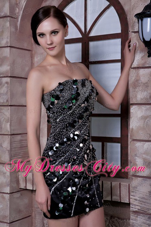 Cheap Black Column Strapless Club Wear with Sequins and Beading