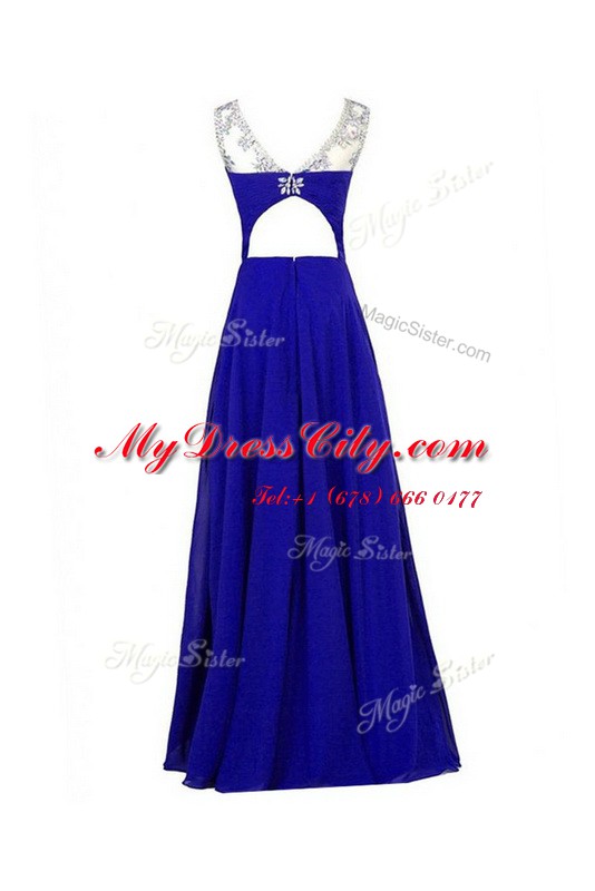 Glamorous Floor Length Column/Sheath Sleeveless Royal Blue Prom Evening Gown Zipper