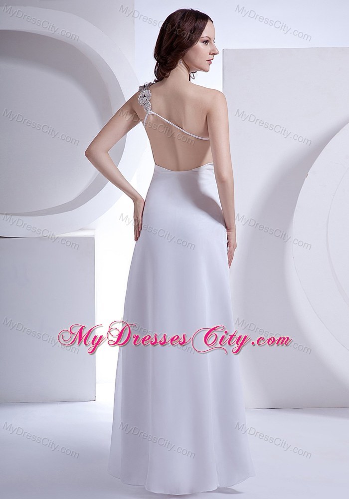 Single Shoulder Backless Ruched Pageant Dress with High Slit