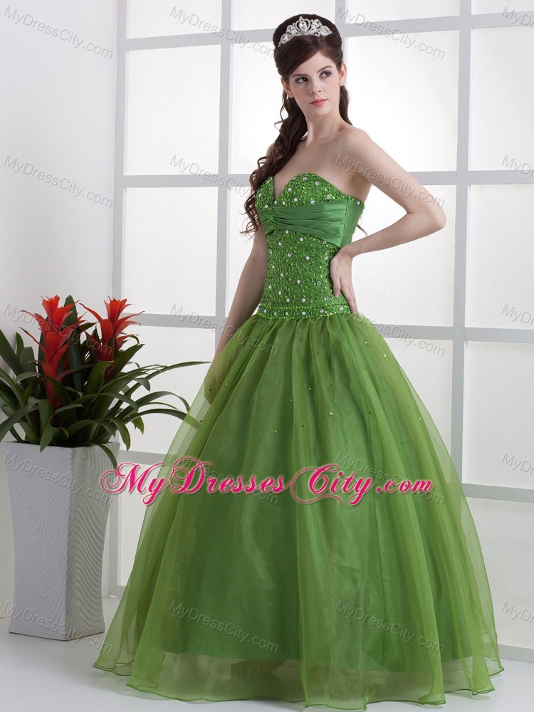 Olivaceous Floor-length Pageant Dress with Beading