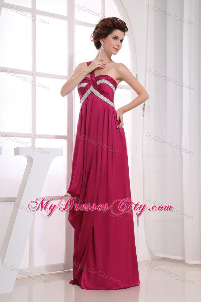 Single Shoulder Pageant Dress with Pleats and Beading