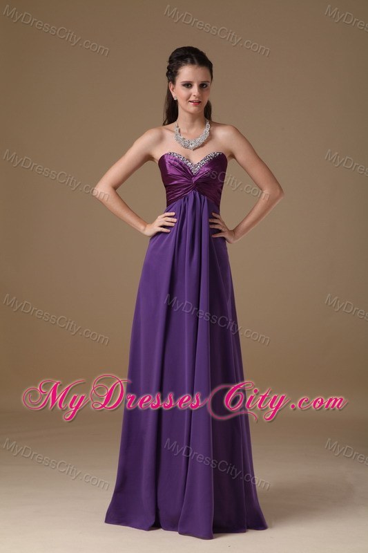 Purple Sweetheart Chiffon Beading Prom Dress Floor-length
