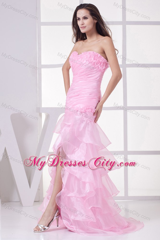 Floral Sweetheart Neckline Dress for Pageant with Layered Slit Skirt