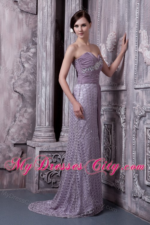 Designer Lace and Chiffon Pageant Dress with Rhinestones on Ruched Top