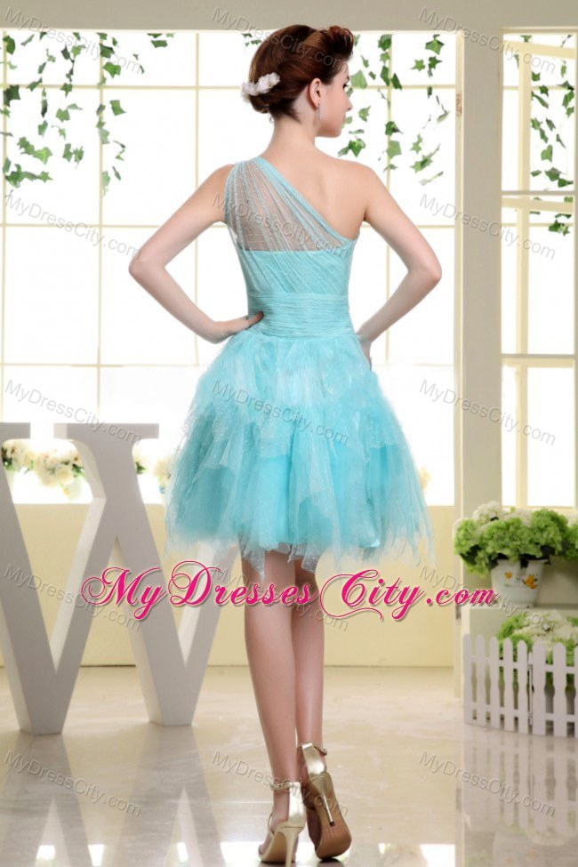 Light Blue One Shoulder Asymmetrical Prom Dress for Party