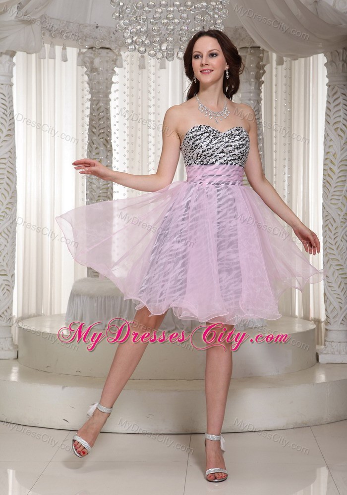 Pink Short Zebra with Beading 2013 Prom Dress for Party
