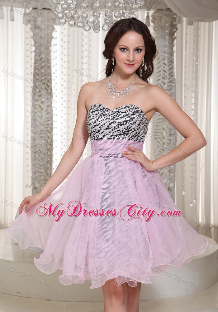 Pink Short Zebra with Beading 2013 Prom Dress for Party