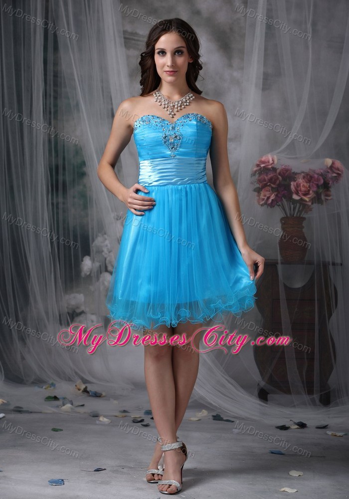 Teal Sweetheart Organza Beading Party Dress Style
