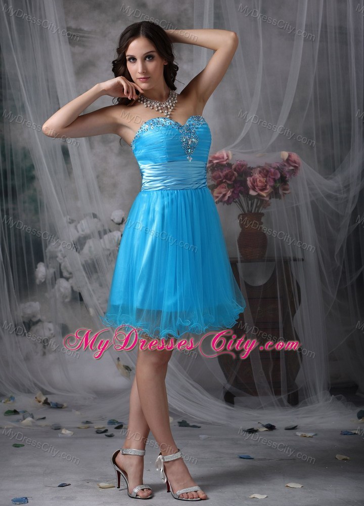 Teal Sweetheart Organza Beading Party Dress Style