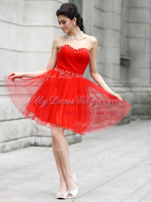 Custom Fit Chiffon Sleeveless Knee Length Prom Evening Gown and Beading