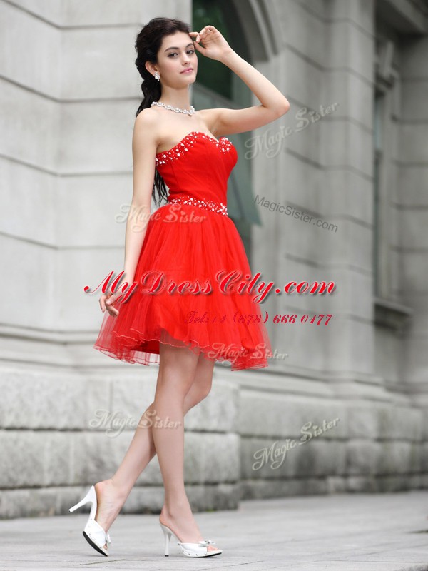 Custom Fit Chiffon Sleeveless Knee Length Prom Evening Gown and Beading