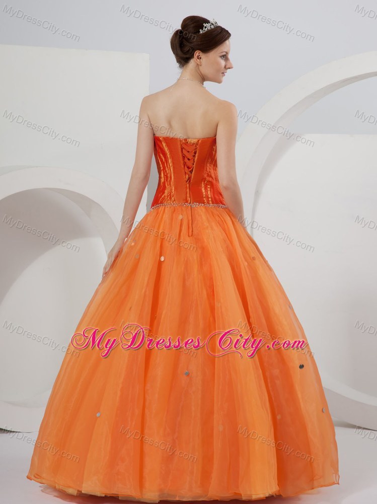 Two-toned Orange A-line Organza Beading Quinceanera Dress