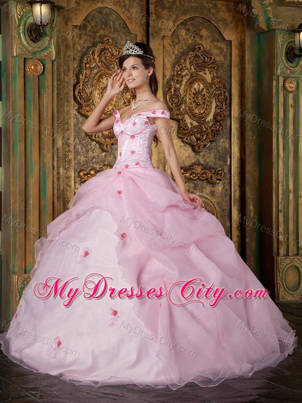 Off The Shoulder Organza Zipper Back Quinceanera Dress